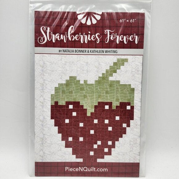 Piece N Quilt Strawberries Forever Pattern 61in X 61in 2018 - Picture 1 of 2